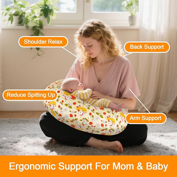 Baby Nursing Pillow for Breastfeeding, Adjustable Breast Feeding Pillow for Bottle Feeding, Breastfeeding Essentials for Mom and Baby Healthier Nursing, Removable Cover- Bunny
