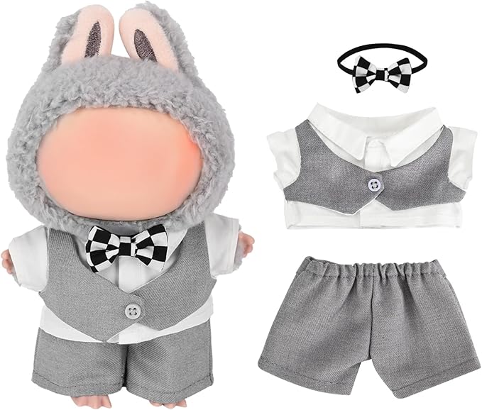 17cm Doll Clothes & Accessories Set，Luxe Groom Doll Clothes，White Shirt, Tailored Trousers and Timeless Bowtie- for Ceremonies, Displays, Collectors & Gifts/Wedding Dress/Sweet Meadow