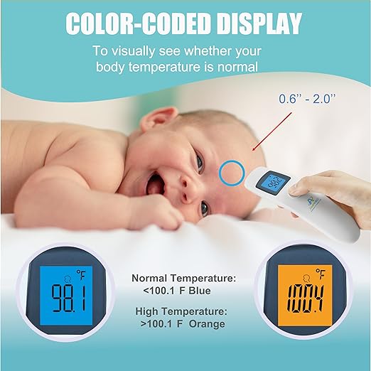 Amplim Non-Contact Forehead Thermometer for Kids and Adults - Touchless Digital Fever Thermometer with Temporal Head Function - No-Touch Baby Thermometer for Accurate Temperature Reading