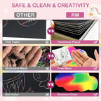 Rainbow Scratch Paper Art for Kids: 60PCS Magic Arts Crafts Gifts Toys for Girls Boys Ages 4 5 6 7 8 9 Games Activities for Birthday Family Fathers Day Christmas Stocking Stuffers Easter(Girls)