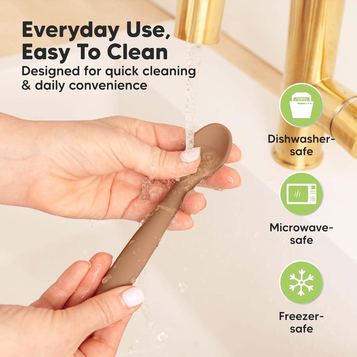 KeaBabies Silicone Baby Spoons, Self Feeding 6-12 months - 3-Pack Baby Weaning Eating Utensils, Toddler First Food Training Spoon, Infant, Kids Feeding Supplies Essential Set, Dishwasher-safe (Desert)