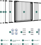 BABELIO 36-57" Extra Wide Baby/Dog Gate, Auto Close for The House, Stairs and Doorways, Pressure Mounted for Pet with Large Walk Thru Door, No Need Tools and Drilling, Black