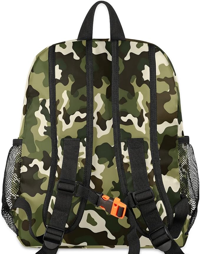 Toddler Backpack for Boys Girls - 12 Inch Green Camo Kids Backpacks Preschool Kindergarten Lightweight Waterproof Schoolbag Book Bag for School