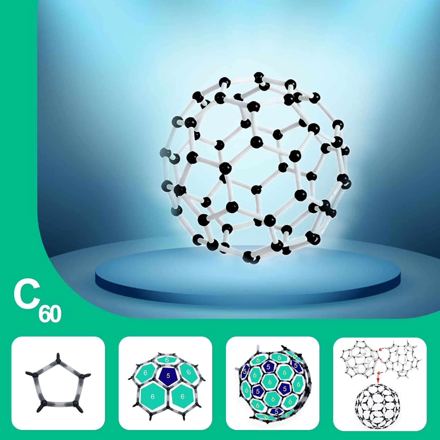 Chemistry Molecular Model Kit 452pc with C60,Educational Science Set Learning Chemistry Atoms,Bonds and Structures Teaching Aids School Supplies