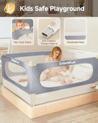 3-Piece Queen Size Bed Rail for Toddlers, Baby Bed Rail Guard with Height Adjustable, Kids Safety Toddler Bed Rail for Queen Size Bed (78.7"x78.7"x59"- Grey).
