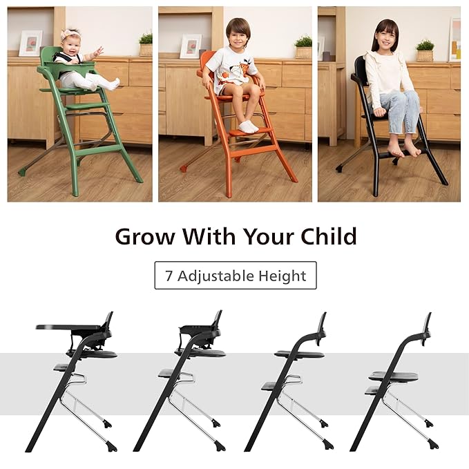 Unilove Grow with Me 2-in-1 Baby High Chair – Adjustable Toddler Chair with Baby Set, Removable Harness, One-Hand Seat & Footrest Adjustment, for Ages 6-60 Months - Truffle Black