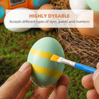 CALPALMY (24 Pieces) Hyper-Realistic Wooden Eggs - 3 Colors Wooden Fake Eggs for Easter, Painting, Decorating, Crafting, Fake Food, and Nest Box Training (8pcs Brown, 8pcs White, 8pcs Green)