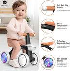 Umatoll Colorful Lighting Baby Balance Bike Toys for 1 Year Old Boys Gifts, Adjustable Seat Baby Walker, One Year Old Boy Birthday Gifts, 12-24 Months Toddler First Ride on Toys