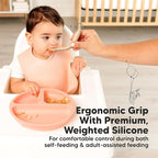 KeaBabies Silicone Baby Spoons, Self Feeding 6-12 months - 3-Pack Baby Weaning Eating Utensils,Toddler First Food Training Spoon,Infant,Kids Feeding Supplies Essential Set,Dishwasher-safe (Terracotta)