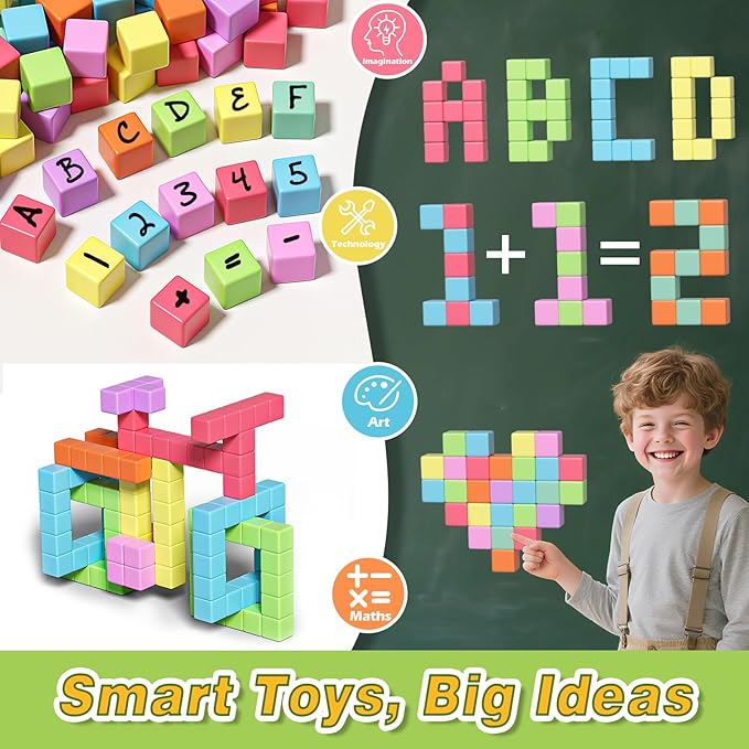 Magnetic Blocks for Toddlers Toys, Magnetic Building Cubes Toy for Sensory STEM Autism Education Preschool, Magnet Toys for 3 4 5 6 Year Old, Birthday Gifts Games for Boys Girls