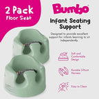 Bumbo Infant Floor Seat Baby Sit Up Chair and Sitting Support for 3 to 12 Months Old with 3 Point Adjustable Safety Strap, 2 Pack, Hemlock Green