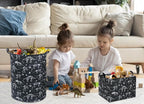 HIYAGON Rectangular Dinosaur Basket Empty Cute Storage Bin Organizer Box Dinosaur Room Decor for Books(Black Dinosaurs)