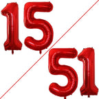 GOER Number 15 Balloons for 15th Birthday Sweet 15 Party Decorations,42 Inch Jumbo Foil Helium 51 Balloons for 51st Birthday Party Decoration (Red)