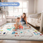 Car Portable Baby Play Mat 50x50 Playpen Mat Upgraded Thicker Baby Floor Play Mat Non-Slip Cushioned Crawling Mat Waterproof Kids Play Mat Activity Playmats for Babies Toddler Tummy Time(50x50, Car)