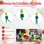 12.6'' Red Christmas Monster Plush Toy, Christmas Stuffed Figures Doll for Kids and Christmas Tree Home Decorations(Green)