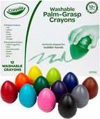 Crayola Large Egg Crayons (12ct), Jumbo Washable Crayons for Toddlers, Preschool Art Supplies for Toddlers, Classroom Must Have, Ages 1+