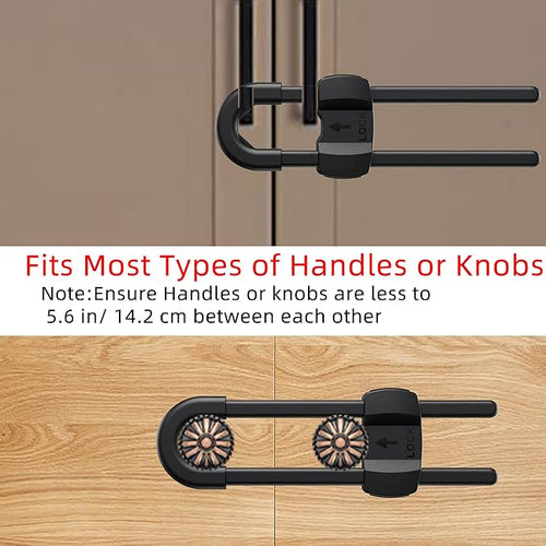 (10 pack black) 4 button Cabinet Locks, U-Shaped Proofing Drawers Safety Child Locks Adjustable, for Wardrobe,Kitchen,Bathroom,Drawer,Fridge,Cupboard Doors Knobs & Handles