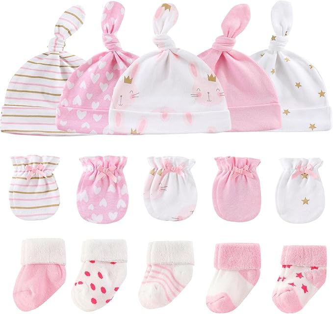 Baby Hats Mittens and Socks Set Cotton Newborn Hat Beanie Soft Infant Girls Boys Caps Gloves 0-6 month