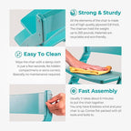 FORNEL Modern Wooden High Chair in Turquoise | The Adjustable Grow-with-Me Chair with a Stylish Pop of Color for Your Kitchen & Dining Room