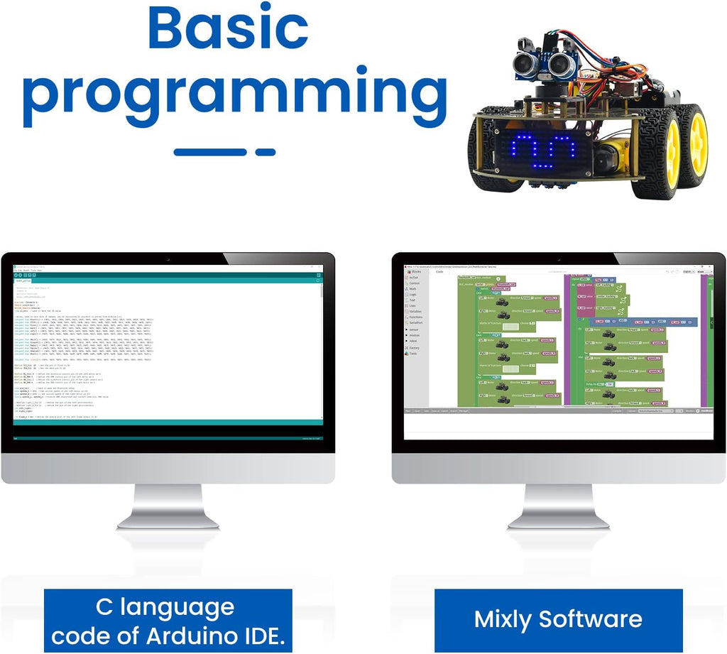 KEYESTUDIO Smart Car Robot,4WD Programmable DIY Starter Kit for Arduino for Uno R3,Electronics Programming Project/STEM Educational/Science Coding Kit for Teens Adults,15+