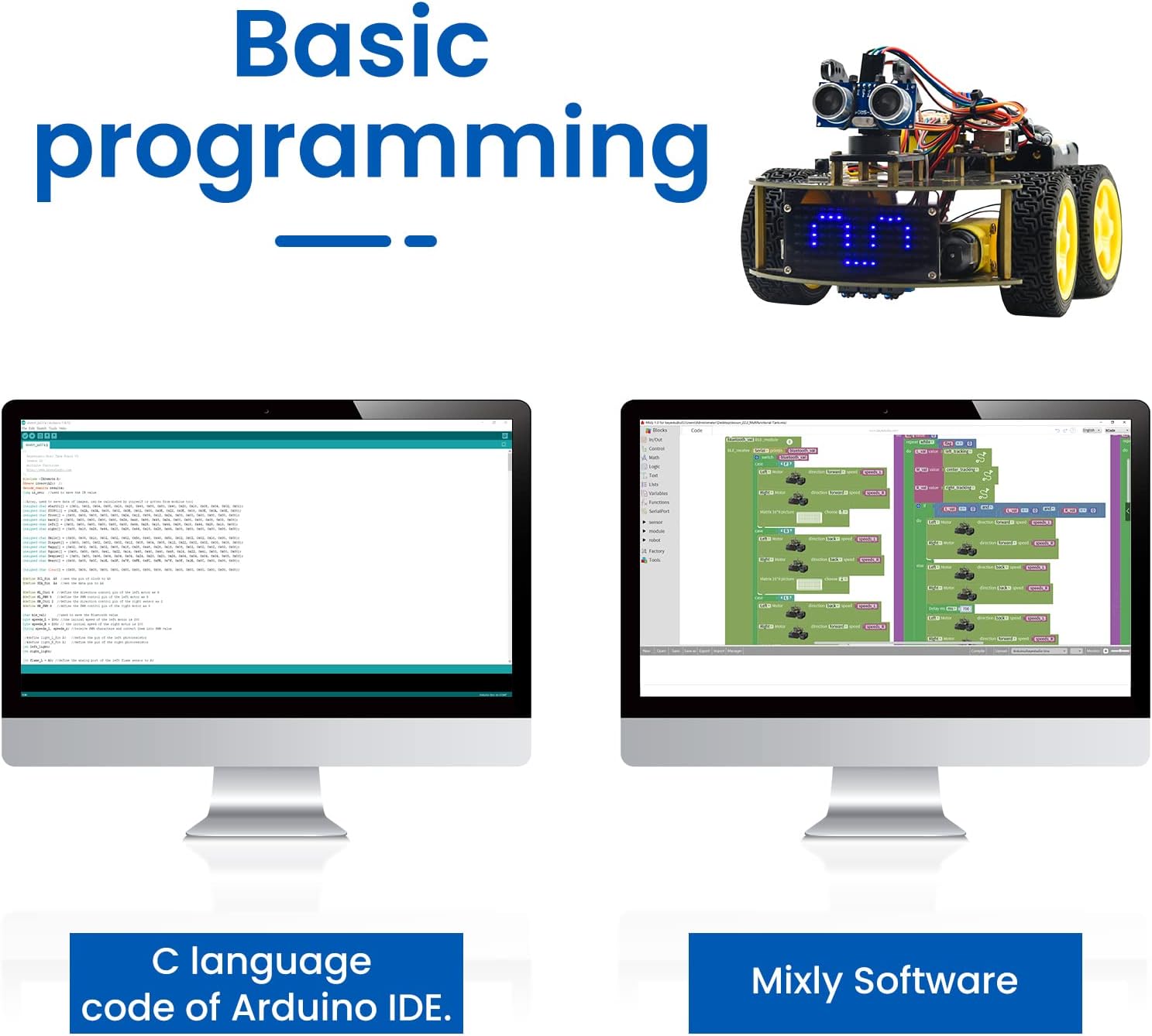 KEYESTUDIO Smart Car Robot,4WD Programmable DIY Starter Kit for Arduino for Uno R3,Electronics Programming Project/STEM Educational/Science Coding Kit for Teens Adults,15+