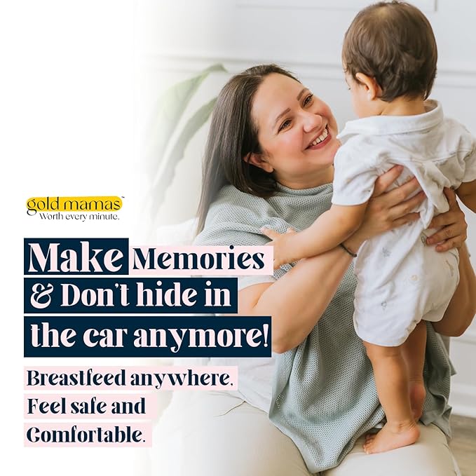 Breathable Nursing Cover Up for Breastfeeding - Privacy Nursing Covers - Newborn Essentials Must Haves - Improved Ponchy by Gold Mamas - Blue