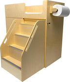 Portable Changing Table Dresser with Stairs on Wheels – Wooden Diaper Changing Station with 2 Storage Shelves, Paper Roller, and Changing Pad - Perfect for Babies and Toddlers