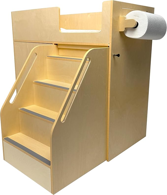 Portable Changing Table Dresser with Stairs on Wheels – Wooden Diaper Changing Station with 2 Storage Shelves, Paper Roller, and Changing Pad - Perfect for Babies and Toddlers