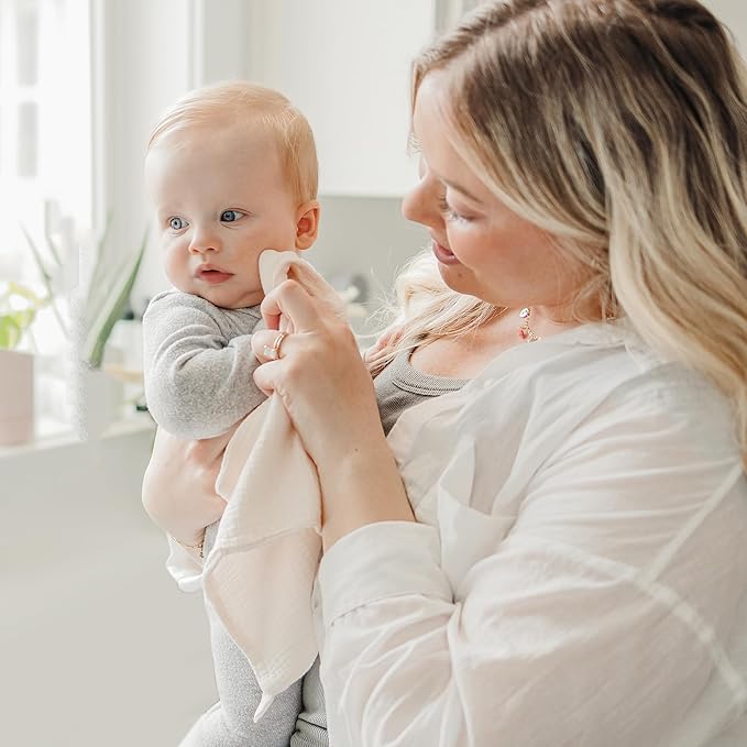 Konssy Baby Muslin Washcloths 7-Pack, 100% Cotton Baby Bath Washcloths, Soft & Absorbent Wash Cloths and Burp Cloths for Newborn Kids Girls & Boys, 11x11 inches