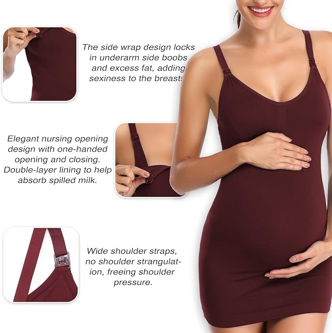Nursing Tank Tops for Breastfeeding - Pregnancy Must Haves Maternity Camisoles with Built in Bra
