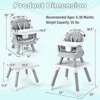 KOTEK Baby High Chair, 8 in 1 Convertible Highchairs for Babies and Toddlers, Building Block Table, Booster Seat, Toddler Chair with Removable Tray, Safety Harness, Dual Cushions (Chevron)