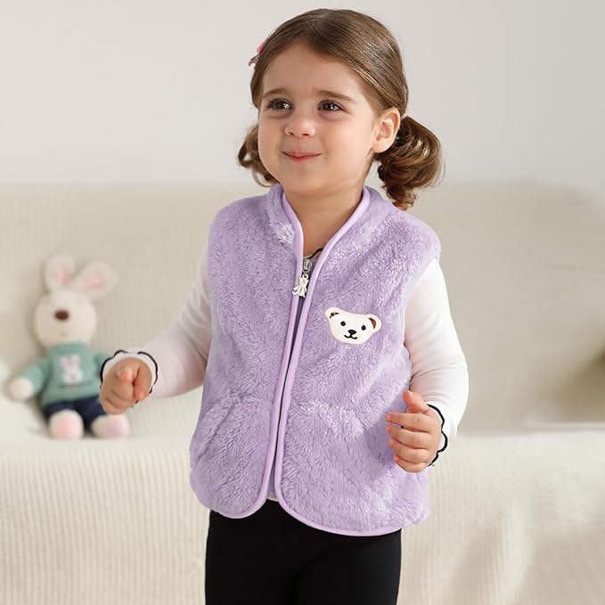 Baby Boys Girls Fleece Vest Zip Up Cute Bear Jackets Fuzzy Fall Winter Warm Clothes Newborn Outwear for Toddler Infant