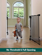 Babelio Easy to Remove & No Bottom Bar Baby Gate, 29-43" Hardware Mounted (Drill Needed)| Wide Walk-Thru| Auto-Close Safety Dog/Pet Gate for Stairs & Doorways (Black, 29-43" W, 30" H)