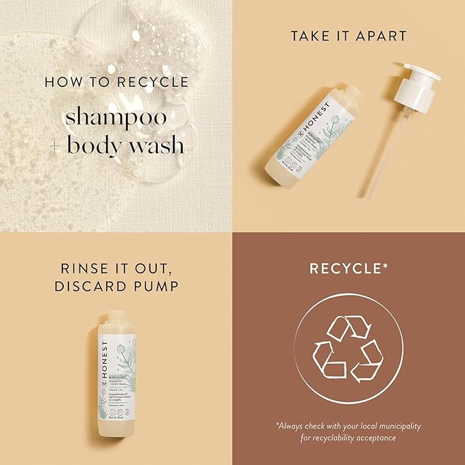 The Honest Company 2-in-1 Cleansing Shampoo and Body Wash for Sensitive Skin Gentle Tear-Free Hypoallergenic Baby with Naturally Derived Ingredients Fragrance-Free 18 fl oz