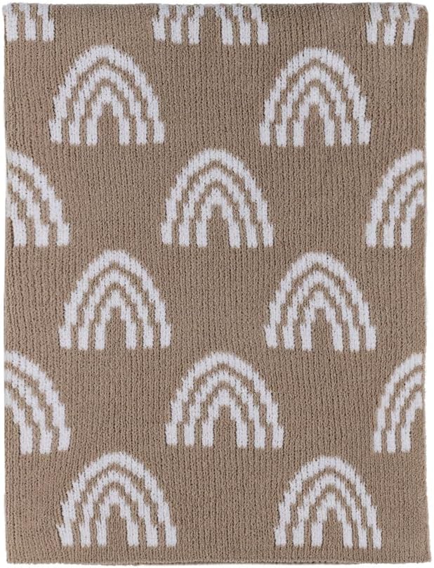 Living Textiles Chenille Knitted Blanket - Taupe Rainbow