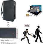 Polare Full Grain Leather Passport Holder Cover Case for Men and Women RFID Blocking Family Travel Wallet Holds 6 Passports