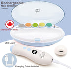 Rechargeable 22 in 1 Baby Nail Trimmer, Usage Labeled Case, 13 Extra Replacement Tools, Royal Angels Electric Nail File with LCD display, Newborn Toddler Nail Care Clipper Kit (Rechargeable,WhiteBlue)