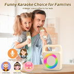 Karoke Machine with 2 Wireless Mics,Portable Karaoke Microphone Toys with Colorful Lights and Magic Voices for Camping Party, Birthday Gift for Boys Girls Teenages Adults