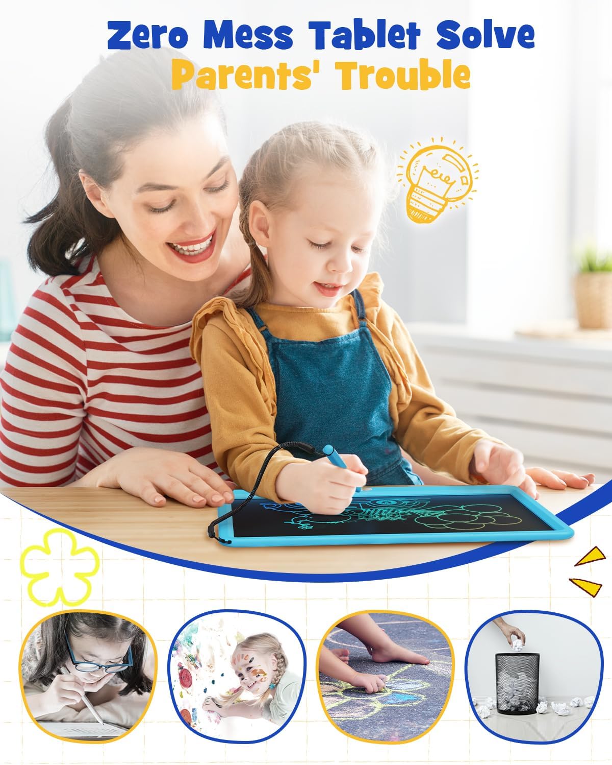 TEKFUN Birthday Gifts for Kids, 16inch LCD Writing Tablet Drawing Board, Teen Girl Boy Gifts Age 10 and Up, Birthday Gifts for All Age Groups, Erasable Writing Tablet for Business Meeting (Blue)