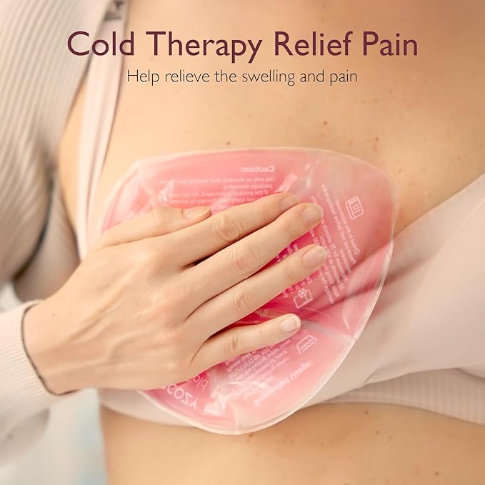 Momcozy Larger Breast Therapy Packs, Hot and Cold Breast Pads with 2 Soft Covers, Breastfeeding Essentials，2 Pack，Pink