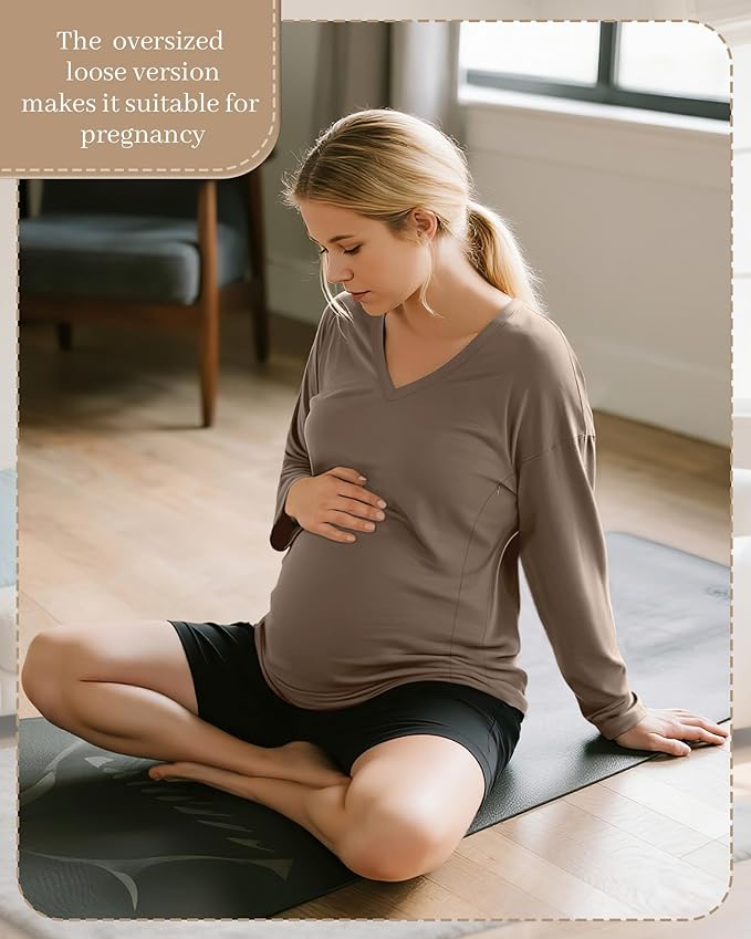 3 Pack Women's Oversize Nursing Shirts for Breastfeeding with Hidden Zippers Loose Fit Long Sleeve Maternity Tops