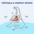 Graco Simple Sway Baby Swing, Side‑to‑Side Sway, Infant Swing with 6 Speeds, Vibration, Abbington