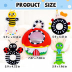 Baby Rattle Toys, Infant Soft Stuffed Animal Rattles Set - Sensory Development Toys, Baby Toys Stuffed Animals Soft Crinkle Sensory Handbells Baby Rattles, Soft Busy Toys for Toddlers Boys Girls