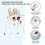 Kinderkraft Highchair Yummy, Baby Chair, Ergonomic, Comfortable, Reclining, Foldable, with Ajustable Height, Footrest, Detachable Double Tray, for Toddler, from 6 Month to 3 Years, Gray