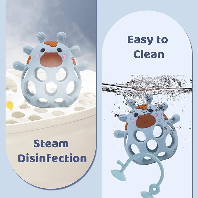 Baby High Chair Toys Teething Chew - Baby Table Toys, High Chair Suction Toy Teething Toys Silicone Teethers, Food Grade Silicon for 6 12 18 Months Blue