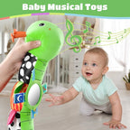 Baby Toys 6-12 Months Music Caterpillar Infant Toys Stuffed Animals 0-3-6 Months Tummy Time Teething Sensory Toys with Mirror Rattle&Pull String for Boys Girls Birthday Gifts|Grass Green,Leafy