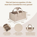Premium Vegan Leather Baby Diaper Caddy Organizer – Portable Storage Basket for Newborn Essentials, Changing Table, Nursery, Car & Travel, Gifts for Baby Shower (Teddy Beige)