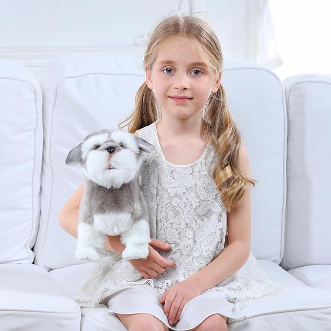 CU-MATE Interactive Plush Schnauzer Dog Toy,Companion Robot Dog Pets,Handmade Weighted Stuffed Animals,Electronic Toy with Walking/Barking/Wagging Tail/Talking