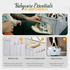 Large Diaper Caddy Organizer with Handle – Baby Basket for Nursery, Car, and Changing Table – Portable Baby Storage with Compartments – Perfect for New Parents and Baby Shower Gifts (Gray)