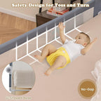 BABY JOY Double Sided Bed Rail Guard, 2 Pack, Extra Long, Swing Down for Convertible Crib, Folding Baby Safety Bedrail for Kids Twin Full Size Queen King Mattress, Rails for Toddlers (Light Gray, 71")